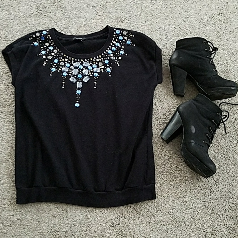 Sweater top with jewel embelishments